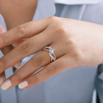 Zaira - 14K White-Rose Gold Round Diamond Engagement Ring