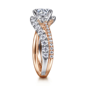 Zaira - 14K White-Rose Gold Round Free Form Diamond Engagement Ring