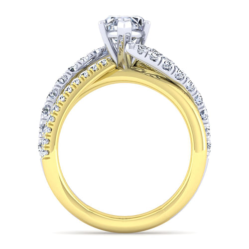 Zaira - 14K White-Yellow Gold Marquise Shape Diamond Engagement Ring - 0.75 ct - Shot 2