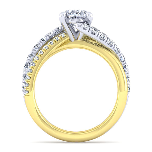 Zaira - 14K White-Yellow Gold Oval Diamond Engagement Ring - 0.75 ct - Shot 2