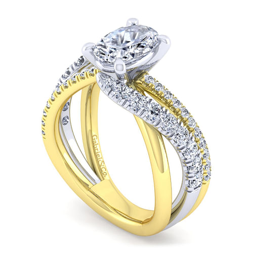 Zaira - 14K White-Yellow Gold Oval Diamond Engagement Ring - 0.75 ct - Shot 3