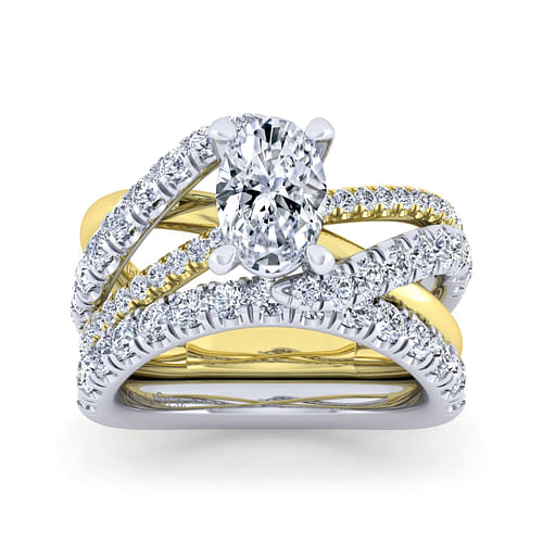 Zaira - 14K White-Yellow Gold Oval Diamond Engagement Ring - 0.75 ct - Shot 4