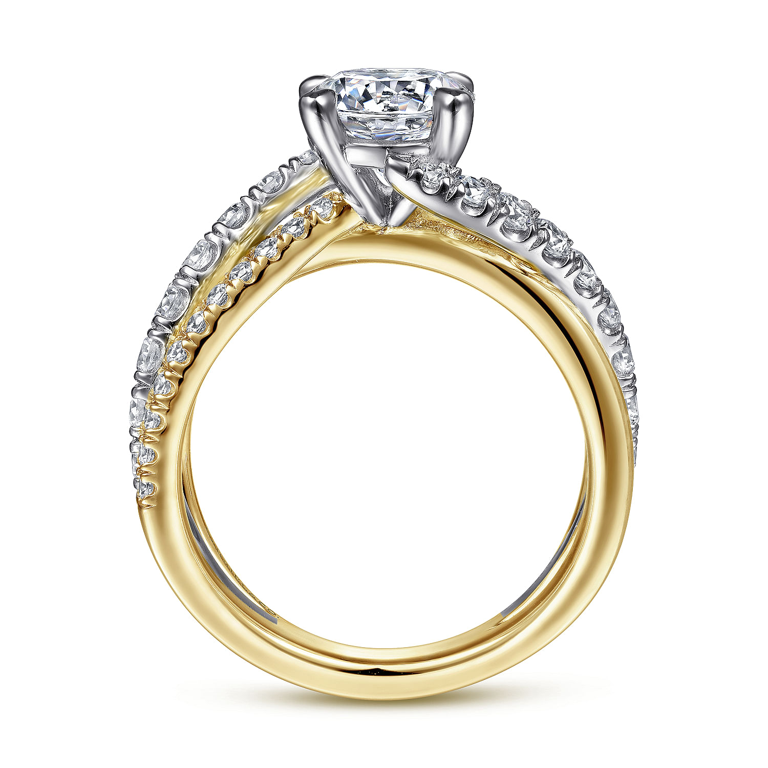 Zaira - 14K White-Yellow Gold Round Diamond Engagement Ring - 0.75 ct - Shot 2