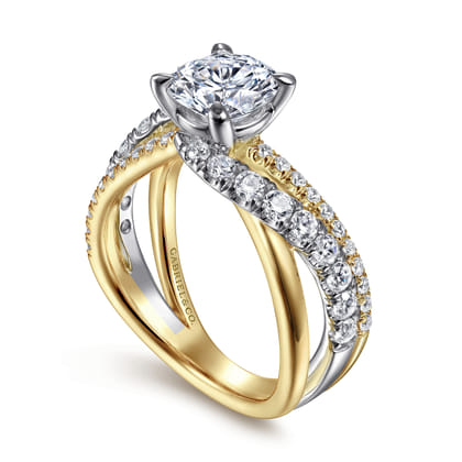 Zaira - 14K White-Yellow Gold Round Diamond Engagement Ring
