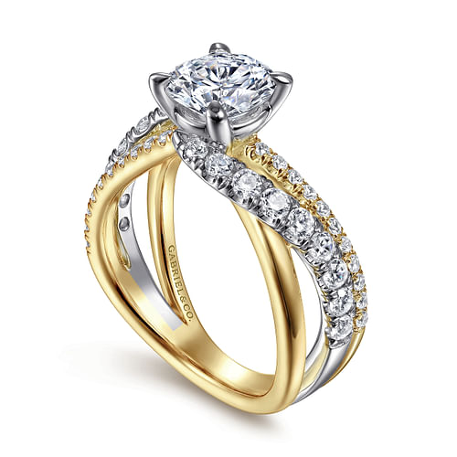 Zaira - 14K White-Yellow Gold Round Diamond Engagement Ring - 0.75 ct - Shot 3