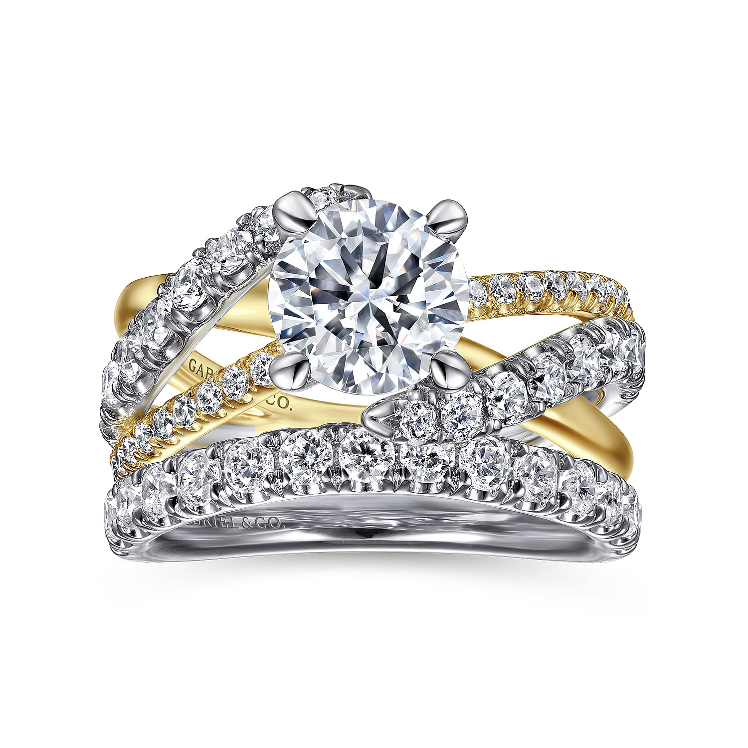 Zaira - 14K White-Yellow Gold Round Diamond Engagement Ring - 0.75 ct - Shot 4