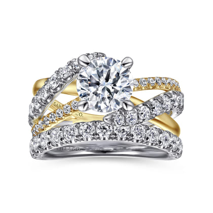 Zaira - 14K White-Yellow Gold Round Diamond Engagement Ring