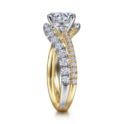Zaira - 14K White-Yellow Gold Round Diamond Engagement Ring