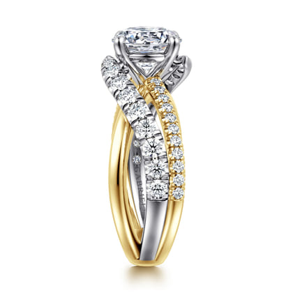 Zaira - 14K White-Yellow Gold Round Diamond Engagement Ring