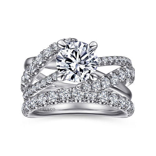Zaira - Platinum Round Free Form Diamond Engagement Ring - 0.75 ct - Shot 4