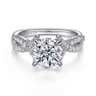 Zandra - 14K White Gold Twisted Round Diamond Engagement Ring
