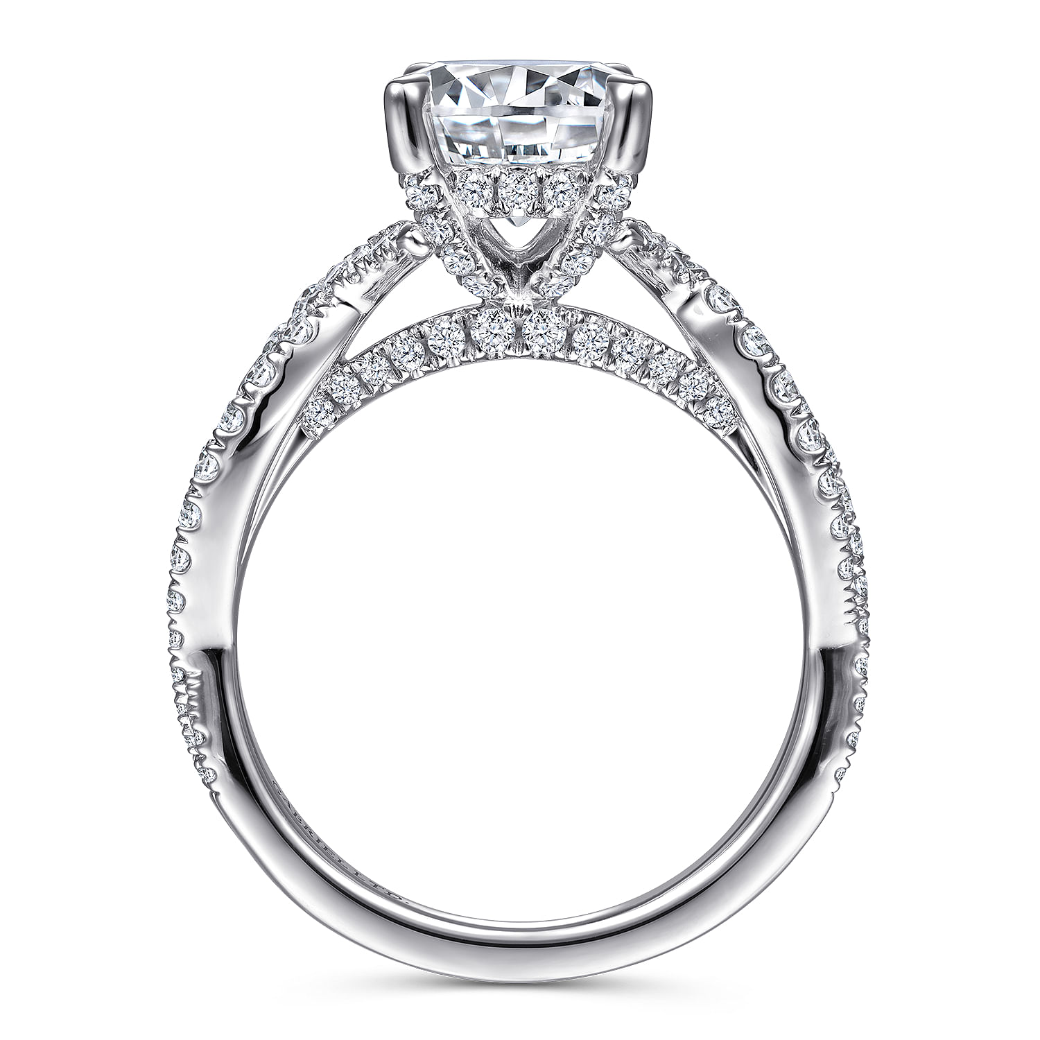 Zandra - 18K White Gold Twisted Round Diamond Engagement Ring