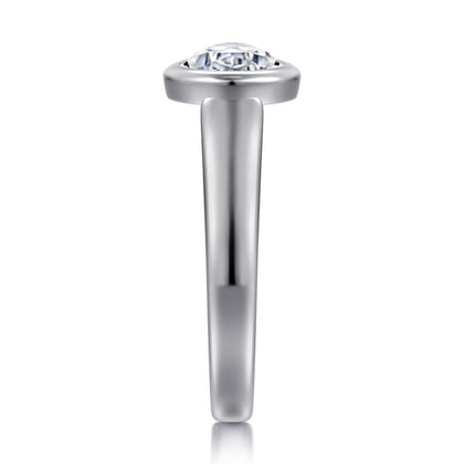 Zariah - 14K White Gold Pear Shape Bezel Set Solitaire Diamond Engagement Ring