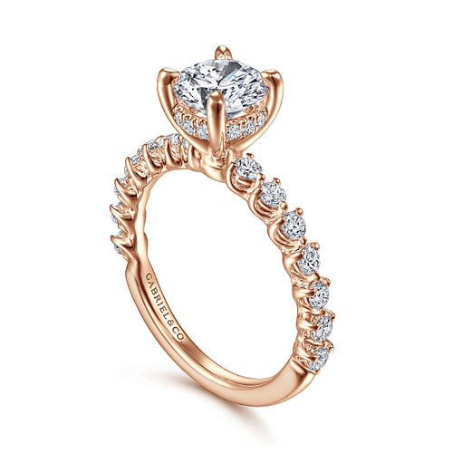 Zelmira - 14K Rose Gold Round Diamond Engagement Ring - 0.55 ct - Shot 3