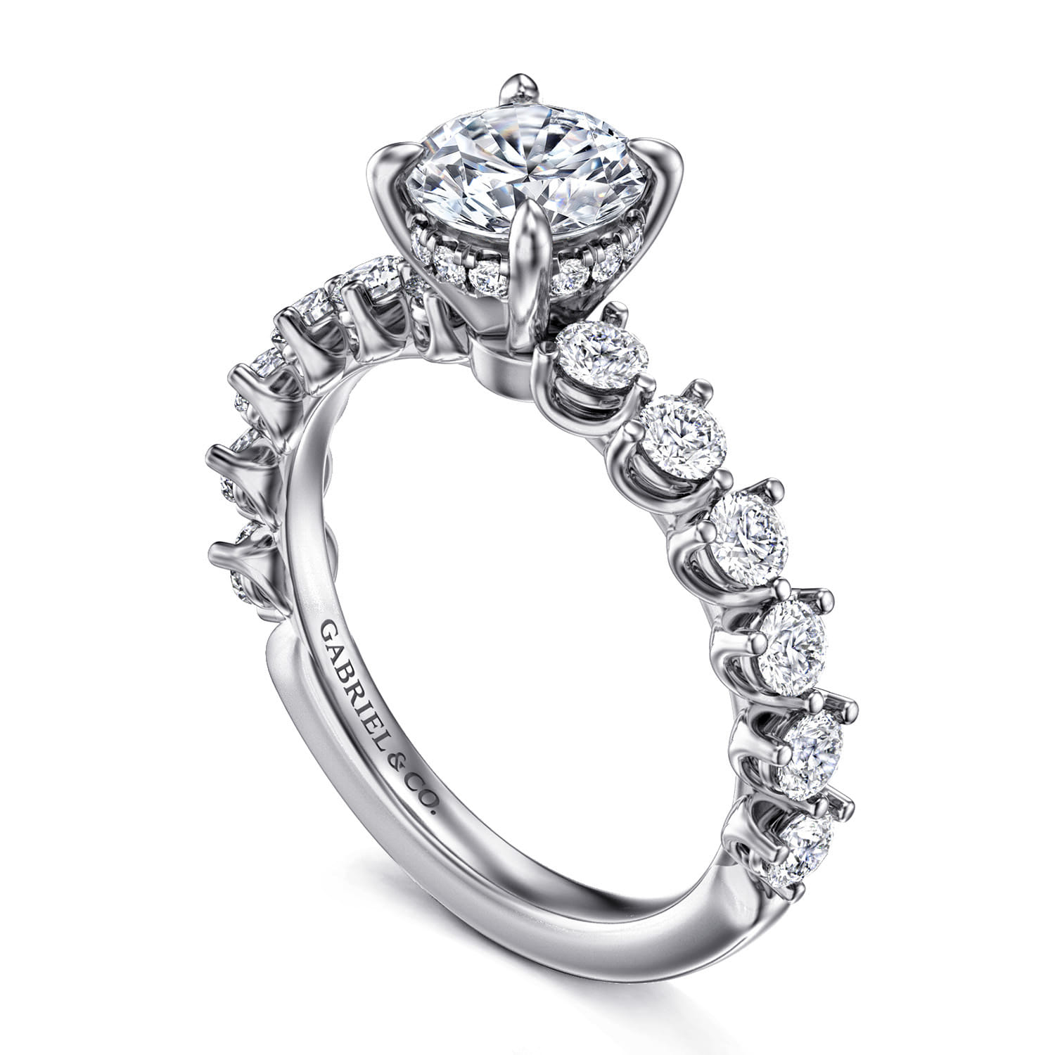 Round Straight Ring in 14k White Gold | Gabriel & Co. ER16419R4W44JJ