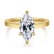 Zephyra - 14K Yellow Gold Marquise Shape Solitaire Diamond Engagement Ring