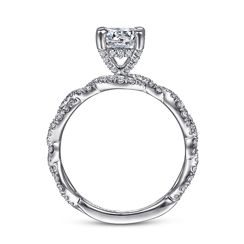 Zeta - 14K White Gold Twisted Round Diamond Engagement Ring - 0.5 ct - Shot 2