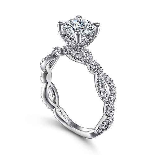 Zeta - 14K White Gold Twisted Round Diamond Engagement Ring - 0.5 ct - Shot 3