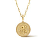 Zodiac - 14K Yellow Gold Diamond Bujukan Aquarius Medallion Pendant With Detachable Bail - 0.04 ct