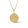 Zodiac - 14K Yellow Gold Diamond Bujukan Cancer Medallion Pendant With Detachable Bail - 0.05 ct