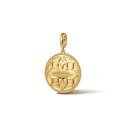 Zodiac - 14K Yellow Gold Diamond Bujukan Cancer Medallion Pendant with Detachable Bail