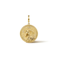 Zodiac - 14K Yellow Gold Diamond Bujukan Capricorn Medallion Pendant With Detachable Bail
