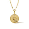 Zodiac - 14K Yellow Gold Diamond Bujukan Capricorn Medallion Pendant With Detachable Bail - 0.03 ct