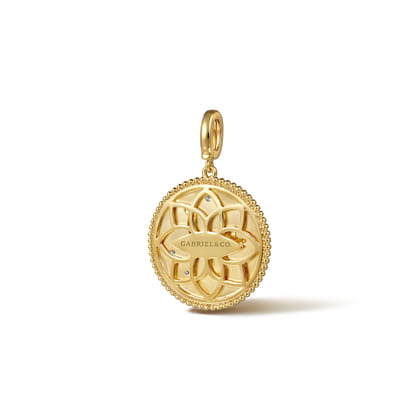 Zodiac - 14K Yellow Gold Diamond Bujukan Gemini Medallion Pendant With Detachable Bail