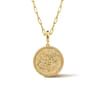 Zodiac - 14K Yellow Gold Diamond Bujukan Gemini Medallion Pendant With Detachable Bail - 0.04 ct