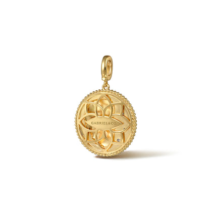 Zodiac - 14K Yellow Gold Diamond Bujukan Leo Medallion Pendant With Detachable Bail