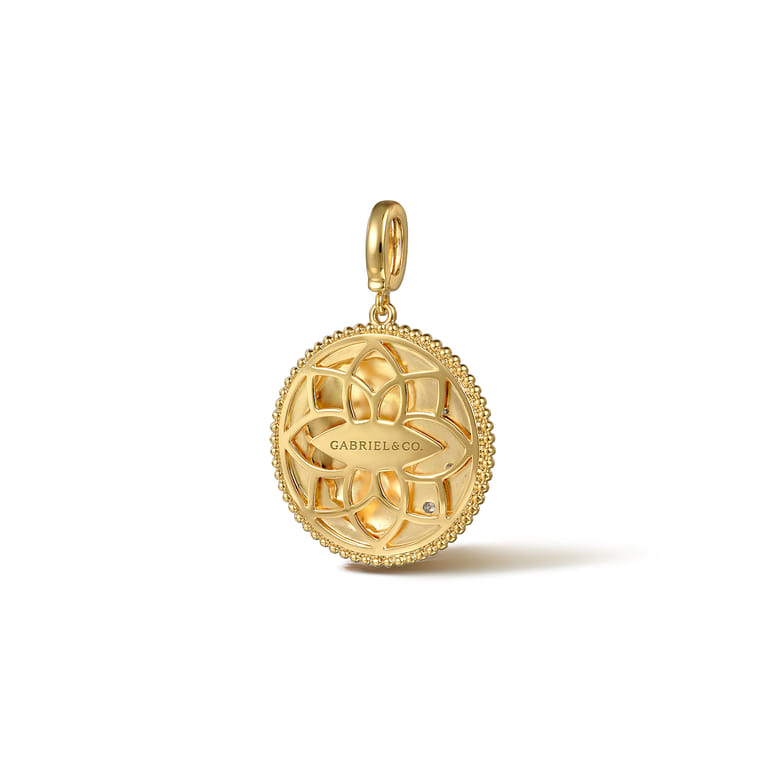 Zodiac - 14K Yellow Gold Diamond Bujukan Leo Medallion Pendant With Detachable Bail - 0.03 ct - Shot 2