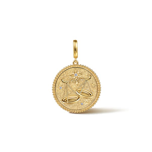 Zodiac - 14K Yellow Gold Diamond Bujukan Libra Medallion Pendant With Detachable Bail