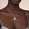 Zodiac - 14K Yellow Gold Diamond Bujukan Libra Medallion Pendant With Detachable Bail - 0.05 ct