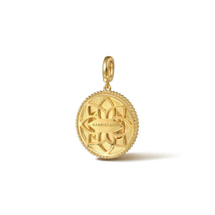 Zodiac - 14K Yellow Gold Diamond Bujukan Pisces Medallion Pendant With Detachable Bail