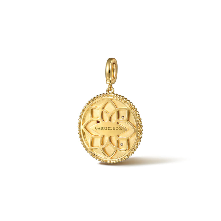 Zodiac - 14K Yellow Gold Diamond Bujukan Scorpio Medallion Pendant With Detachable Bail - 0.05 ct - Shot 2