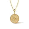 Zodiac - 14K Yellow Gold Diamond Bujukan Scorpio Medallion Pendant With Detachable Bail - 0.05 ct
