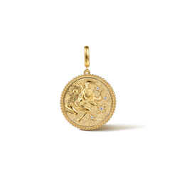 Zodiac - 14K Yellow Gold Diamond Bujukan Taurus Medallion Pendant With Detachable Bail