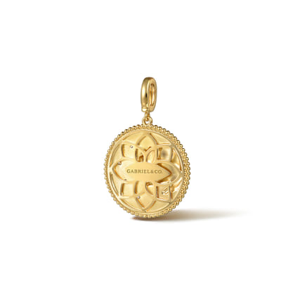 Zodiac - 14K Yellow Gold Diamond Bujukan Taurus Medallion Pendant with Detachable Bail