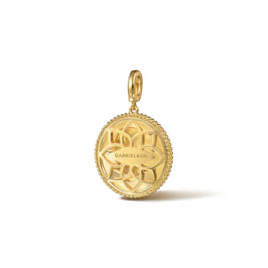 Zodiac - 14K Yellow Gold Diamond Bujukan Virgo Medallion Pendant With Detachable Bail
