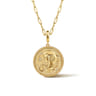 Zodiac - 14K Yellow Gold Diamond Bujukan Virgo Medallion Pendant With Detachable Bail - 0.04 ct