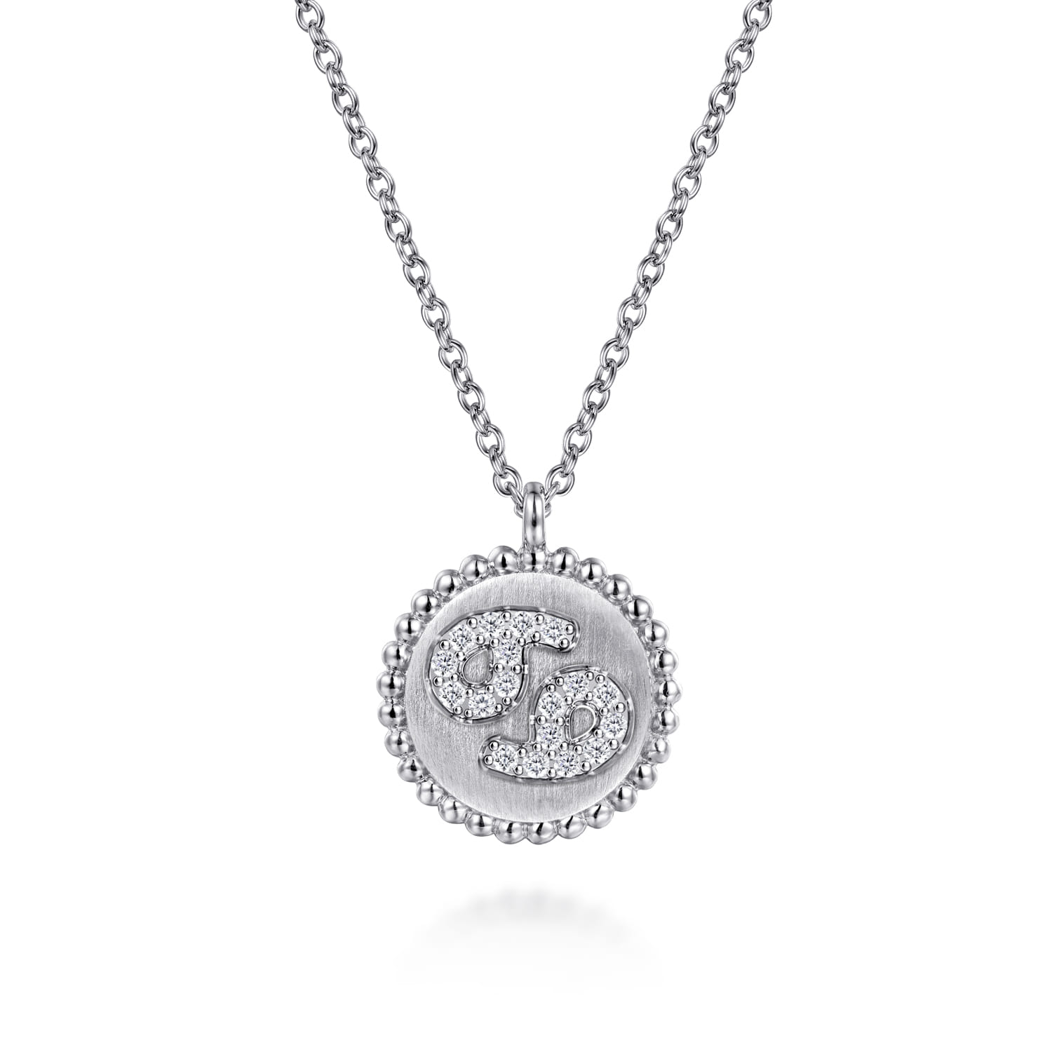 Zodiac - 925 Sterling Silver Diamond Bujukan Cancer Jun 21 - Jul 22 Zodiac Pendant Necklace - 0.05 ct - Shot 1