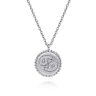 Zodiac - 925 Sterling Silver Diamond Bujukan Cancer Jun 21 - Jul 22 Zodiac Pendant Necklace