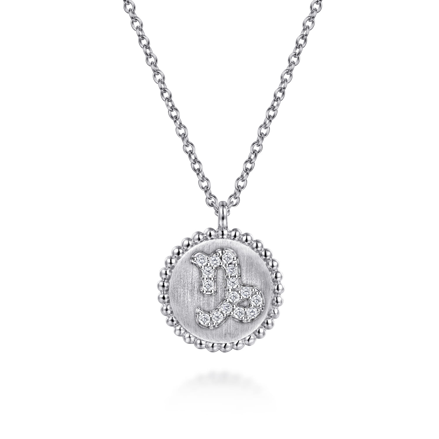 Zodiac - 925 Sterling Silver Diamond Bujukan Capricorn Dec 22 - Jan 19 Zodiac Pendant Necklace - 0.05 ct - Shot 1