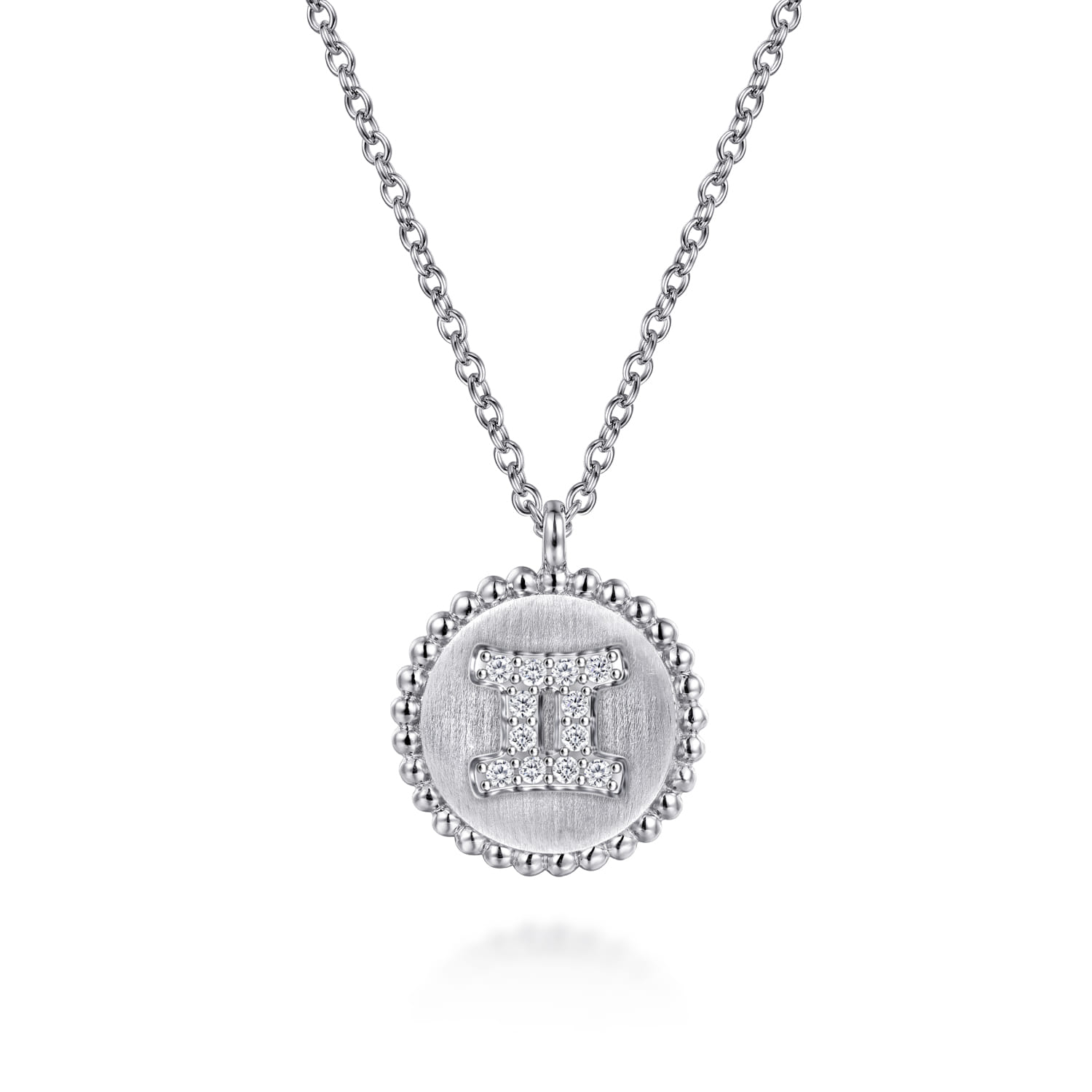 Zodiac - 925 Sterling Silver Diamond Bujukan Gemini May 21 - Jun 20 Zodiac Pendant Necklace - 0.05 ct - Shot 1