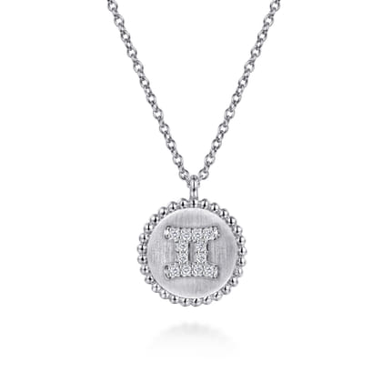 Zodiac - 925 Sterling Silver Diamond Bujukan Gemini May 21 - Jun 20 Zodiac Pendant Necklace