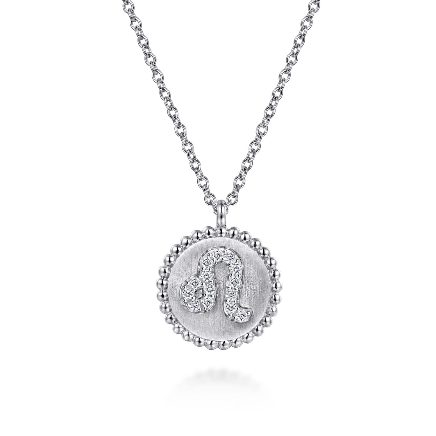 Zodiac - 925 Sterling Silver Diamond Bujukan Leo Jul 23 - Aug 22 Zodiac Pendant Necklace - 0.05 ct - Shot 1