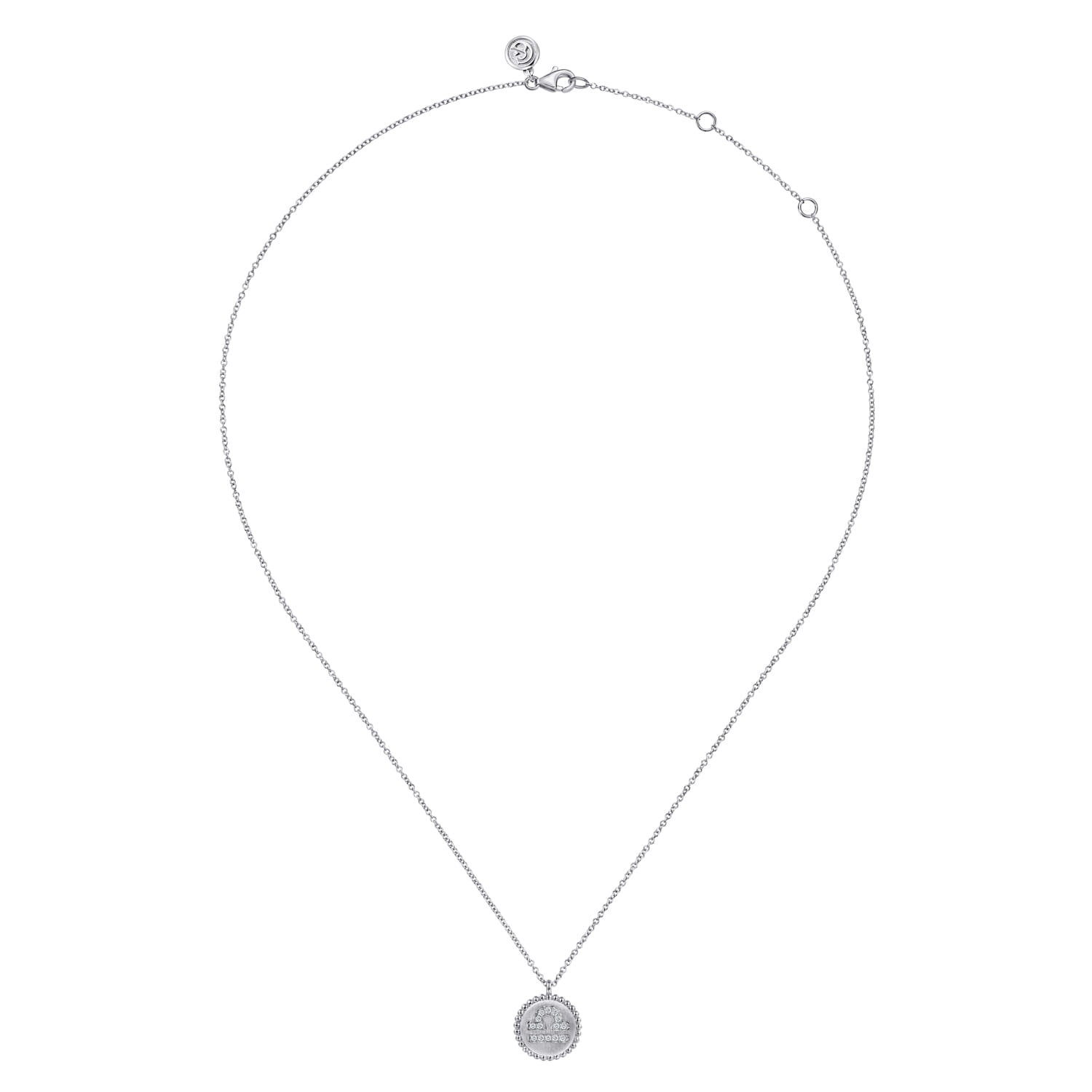 Zodiac - 925 Sterling Silver Diamond Bujukan Libra Sep 23 - Oct 22 Zodiac Pendant Necklace - 0.05 ct - Shot 2