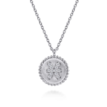 Zodiac - 925 Sterling Silver Diamond Bujukan Pisces Feb 19 - Mar 20 Zodiac Pendant Necklace