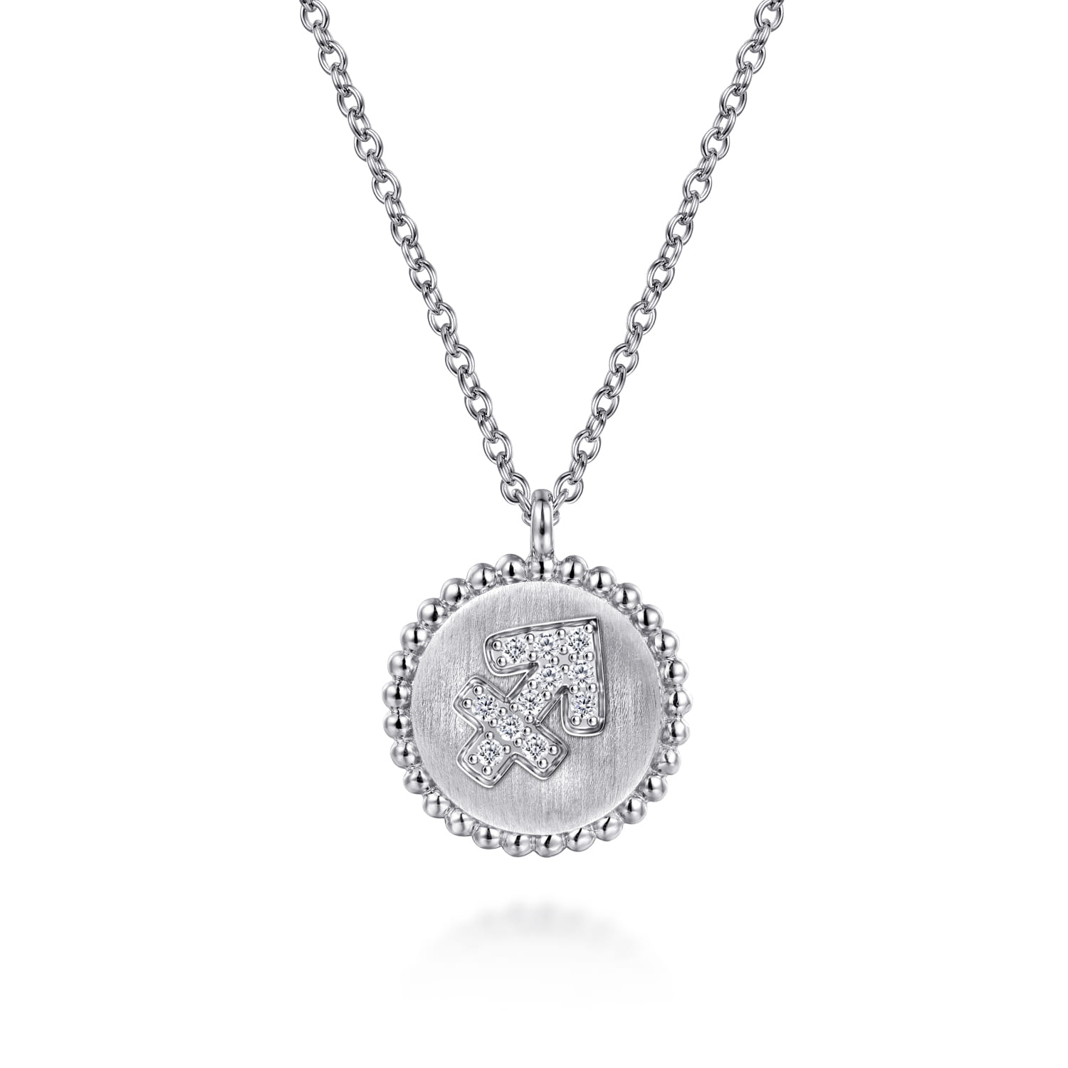 Zodiac - 925 Sterling Silver Diamond Bujukan Sagittarius Nov 22 - Dec 21 Zodiac Pendant Necklace - 0.05 ct - Shot 1