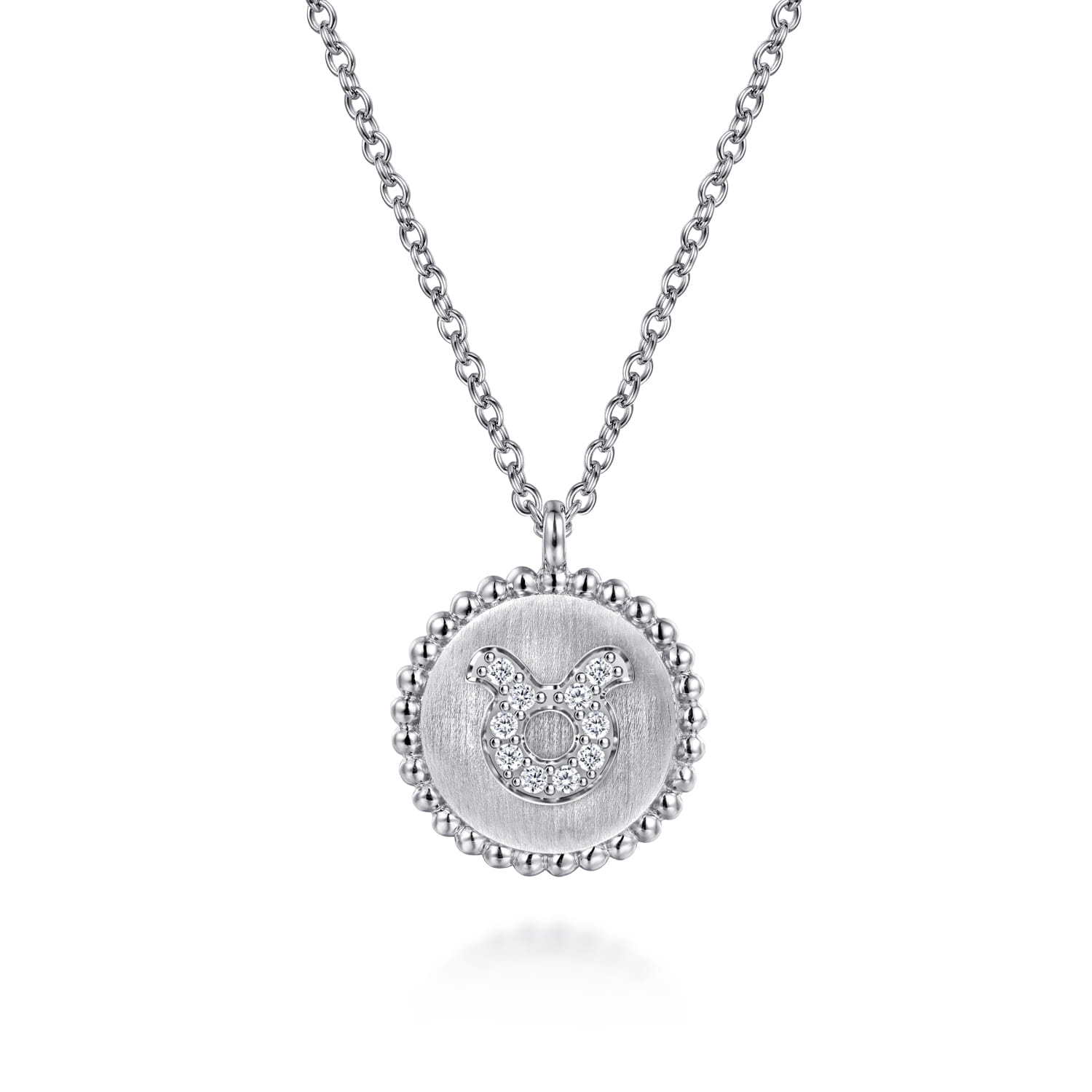 Zodiac - 925 Sterling Silver Diamond Bujukan Taurus Apr 20 - May 20 Zodiac Pendant Necklace - 0.05 ct - Shot 1